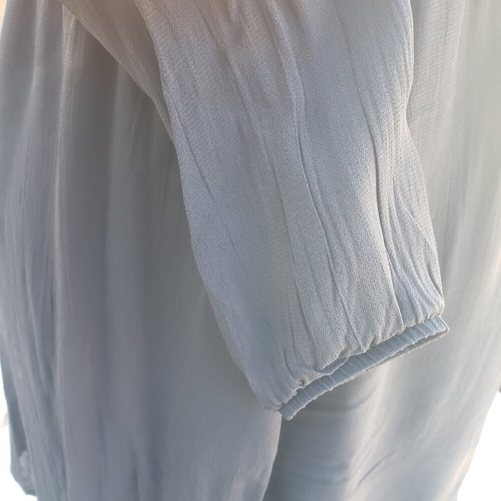 Reformation Dress Black Chiffon Collar Long Sleeve Mini Elastic Waist XSmall - Picture 4 of 9